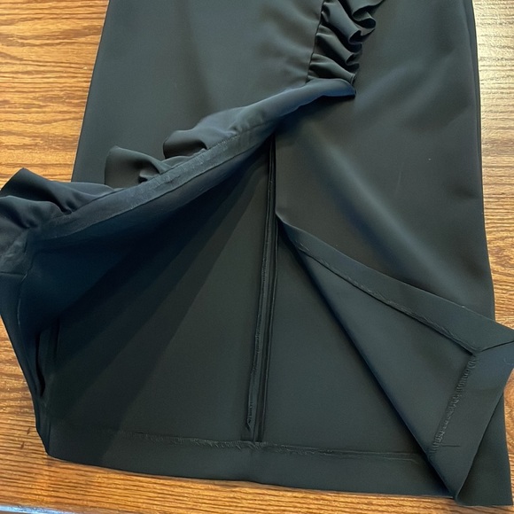 ZARA open slit ruffle front midi pencil skirt side zipper black NWOT size Small - Picture 8 of 11